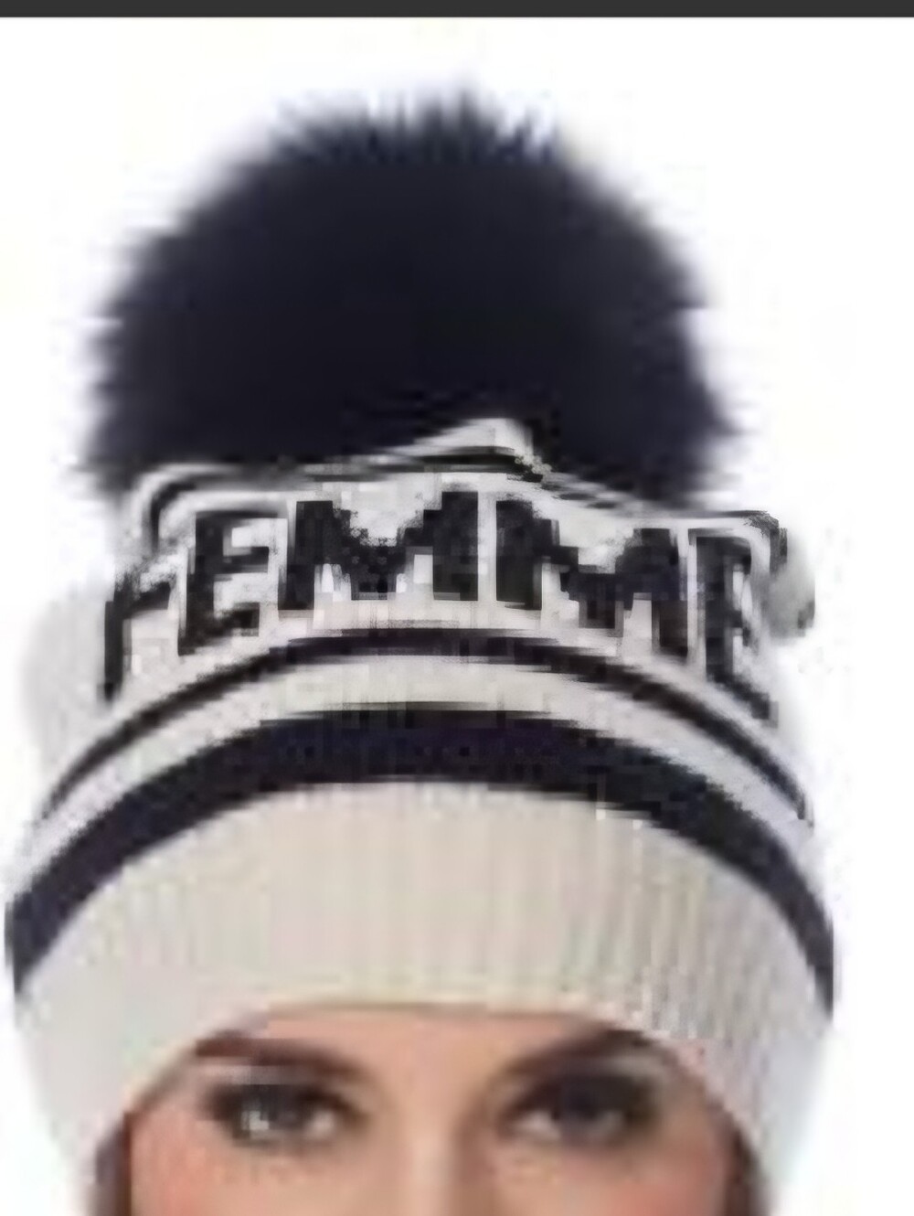 NEW 360 CASHMERE collegiate pom beanie hat in Striped Femme Logo